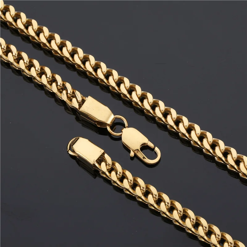 3mm/6mm Hip Hop Gold Silver Color Stainless Steel Franco Link Chain Necklace For Men Rapper Jewelry