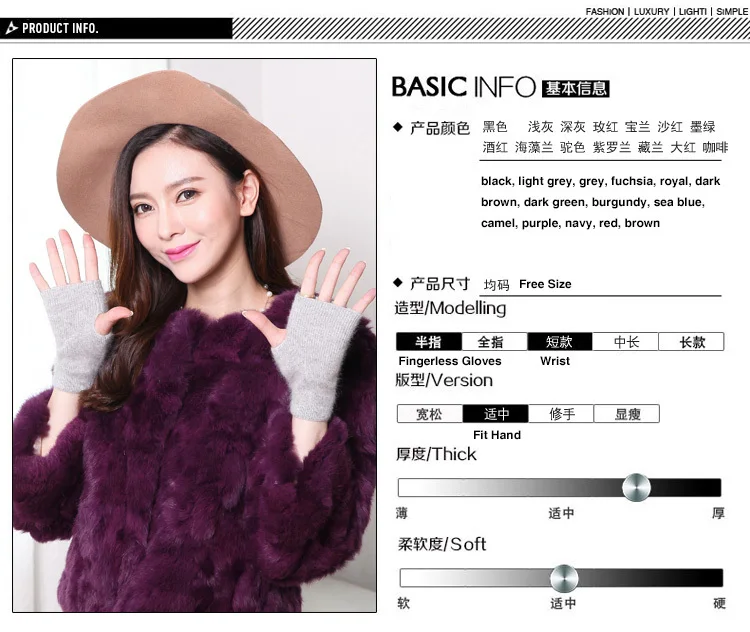 Nerz Kaschmir Herbst Winter Frauen Handschuhe Fingerlose Warme Waschbär Wolle Handschuh Handgelenk Länge Daumen Loch Handschuhe Koreanische Weibliche Schöne – Detail 11
