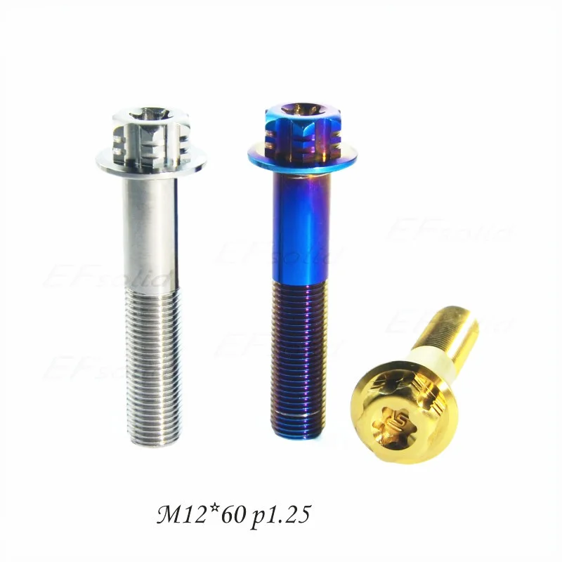 

M12 x40 60 120mm Pitch 1.25mm Electric Motorcycle Flat Fork Fixing Titanium Bolts Flange Head Ti Screws Ti Fastener 1pc