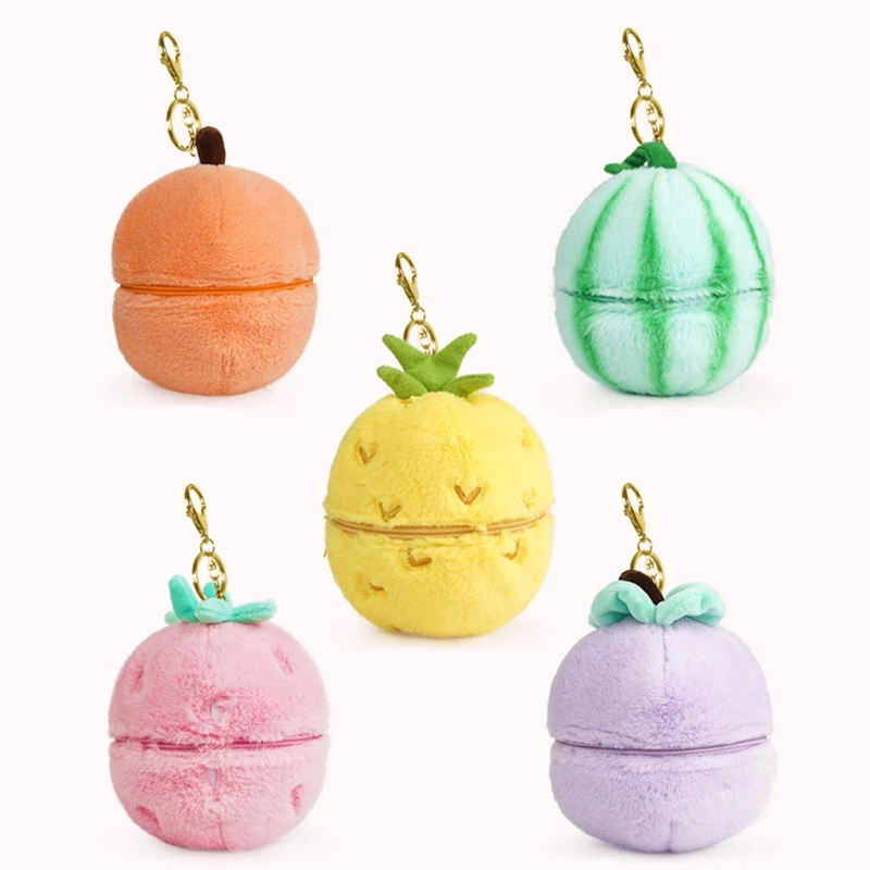 Genuine Disney Keychain Pendant 12 Styles Fruit Egg Plush Doll Anime Mickey Minnie Donald Duck Daisy Plush Toy Kawaii Girl Gift