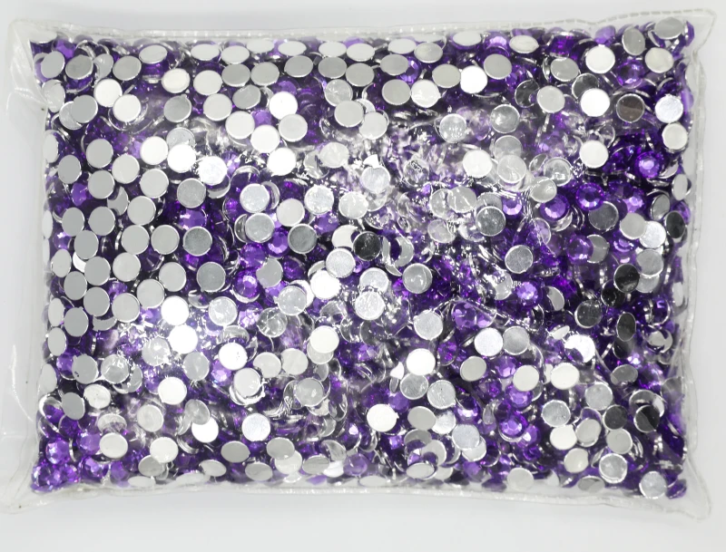 

Mid Amethyst Color 1.5~12mm Flat Back Round Acrylic Rhinestones Beads,3D Acrylic Nail Art / Garment Decoration