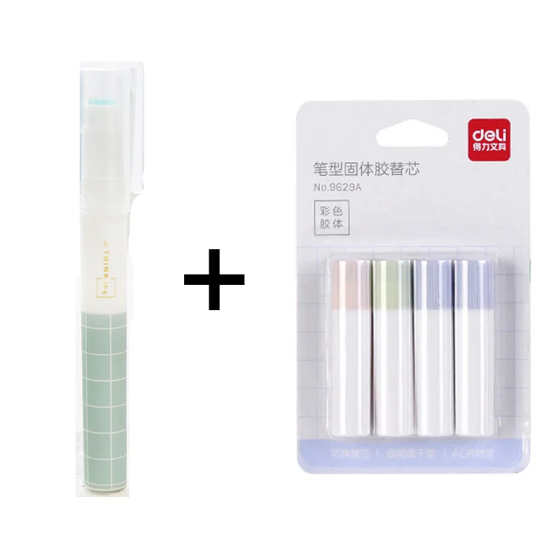 1+4pcs/set Pen type solid glue creative office 1pc pen solid glue stick with 4pcs Glue Stick Refills primary school manual glue