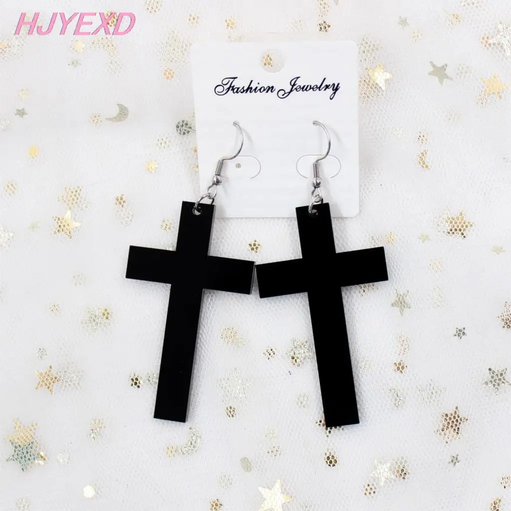 Laser Cutout Acrylic Pentagram Earrings Monstera Cactus Dangle Earrings Black Cross Homard Crab Coffien Earrings