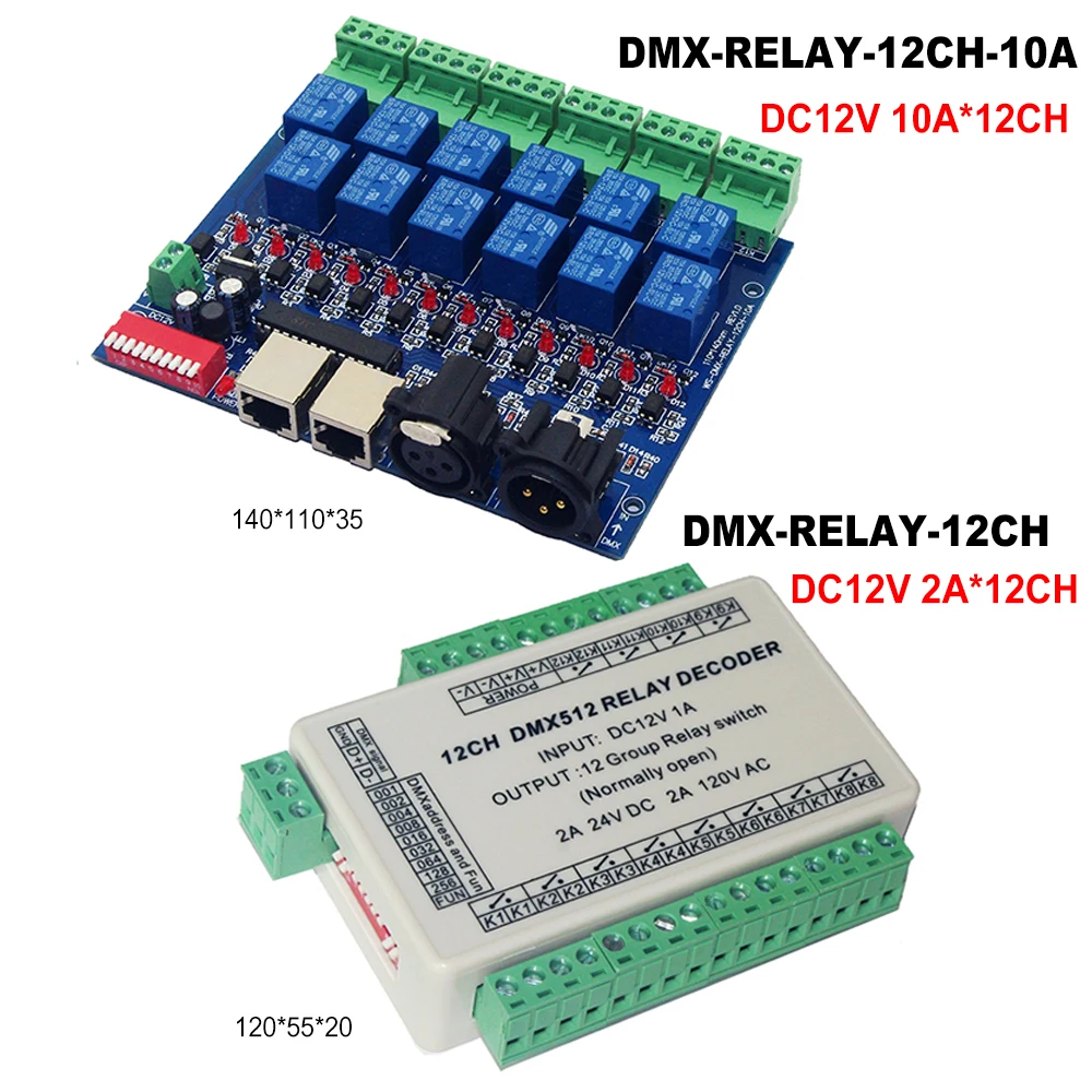 interruptor do rele dmx512 rele de controle 12 vias interruptor 12 canal 10a 2a decodificador dimmer para led dmx relay12ch 10a 12ch 01