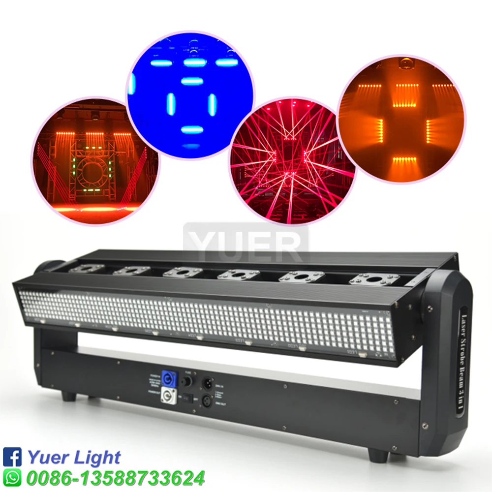 Imagem -03 - Yuer Led Cree Rgb Feixe de Laser Marquee 3in1 Multifunction Movendo a Cabeça Luz Dmx512 Efeito Estágio Projetor Laser Controle Voz