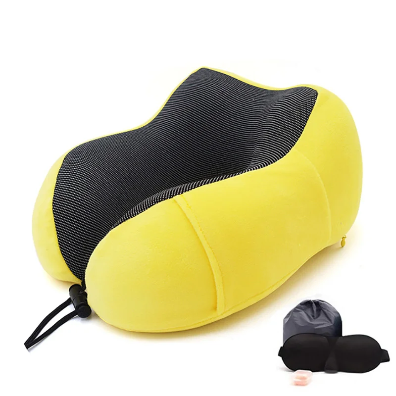 Memory Foam U-shaped Neck Pillow Soft Travel Pillow for Airplane Office Nap Cervical Pillows Flight Sleeping Head Neck Support