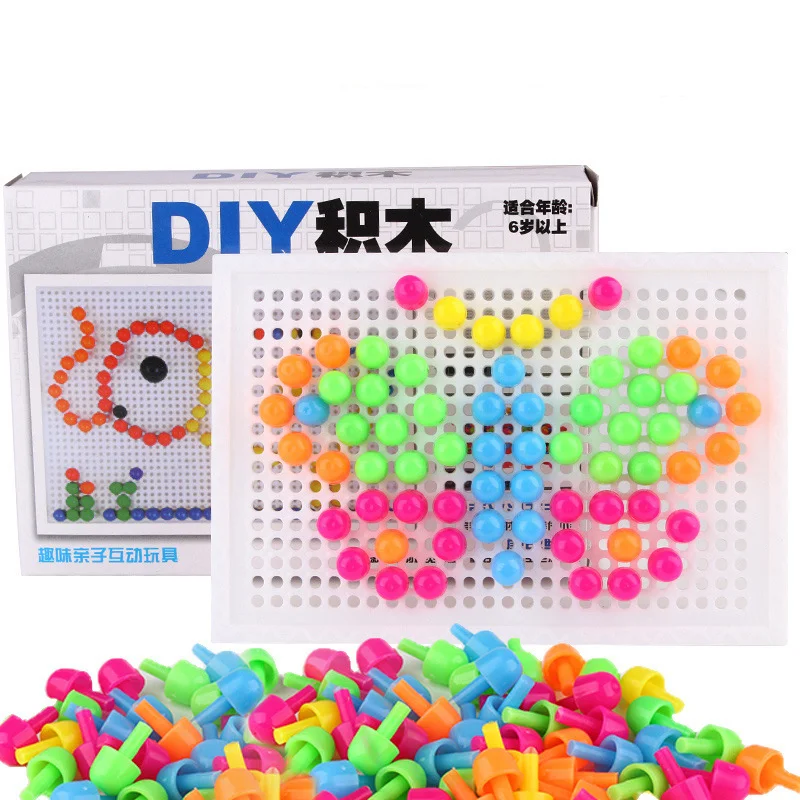 

96pcs/Set Funny Creative Brain Game Handmade Mushroom Nail Jigsaw Toy Splicing Assembling Puzzles Hand-eye Coordination Toy