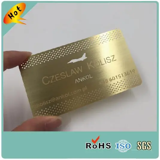 Gold plated brushed finish custom metal membership card