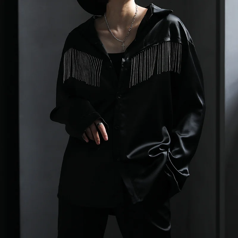 UMI MAO Yamamoto Dark Wind Niche Self-made Metal Tassel Punk Motorcycle Long-sleeved Shirt Jacket Female Y2K