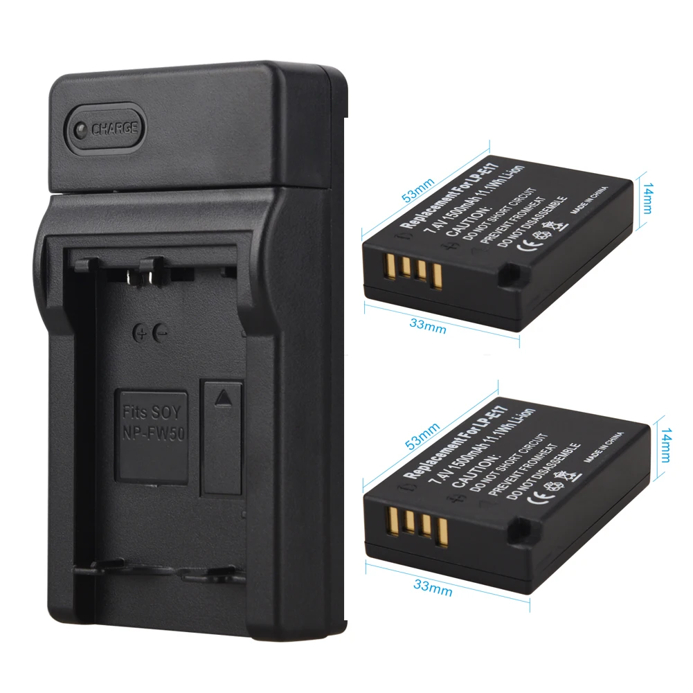 2Pcs 1500mAh LP-E17 LPE17 Camera Batteries + Dual Charger For Canon EOS M3 M5 750D 760D T6i T6s 8000D Kiss X8i Battery Pack