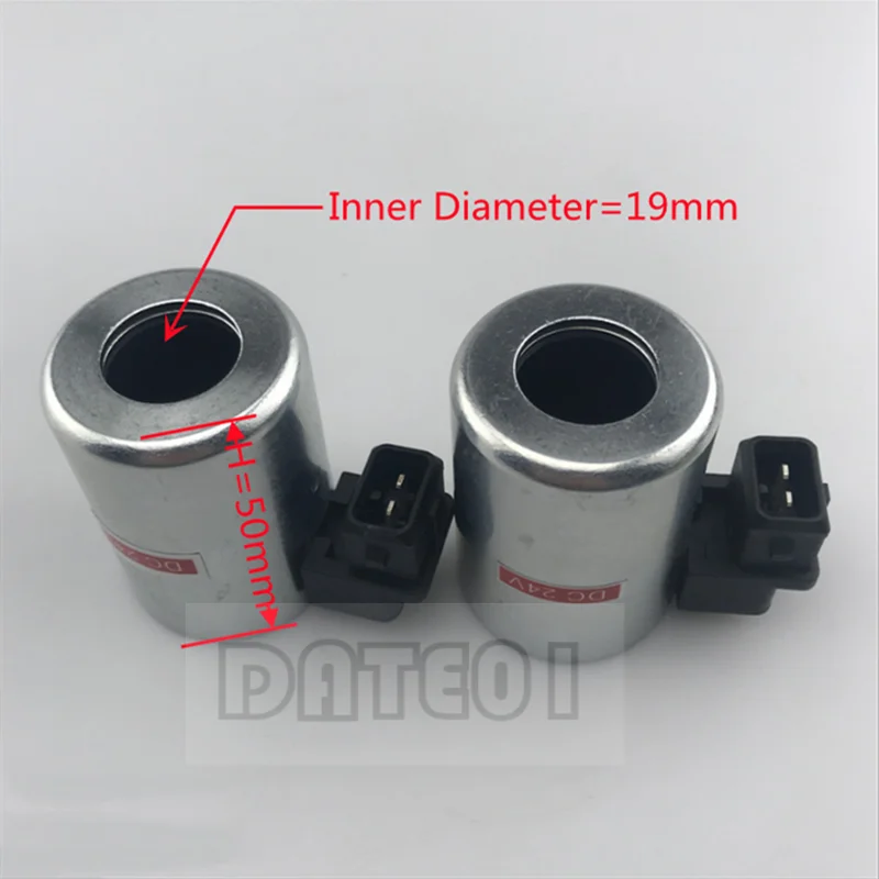 Excavator Accessories Solenoid Valve Coil Diameter 19mm Height 50mm 24v 12v Socket Type