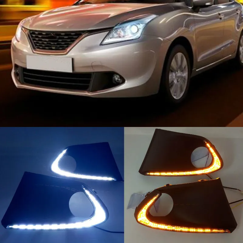 

2Pcs For Suzuki Baleno 2016 2017 2018 2019 LED DRL Daytime Running Lights Fog Lamp cover with turn signals daylight