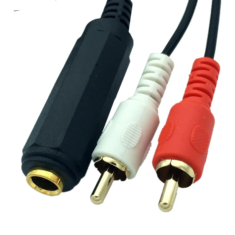 6.35mm macho jack para 2 rca phono macho jack áudio estéreo y divisor cabo 0.25m 25cm