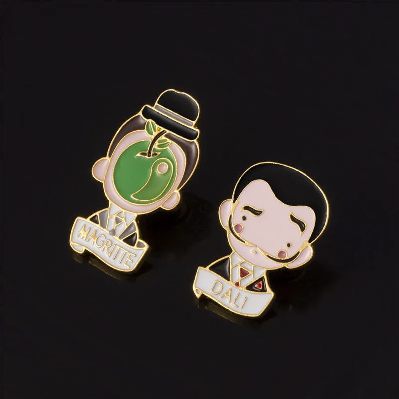 سلفادور دالي اللوحة بروش الفن مجردة اللوحة المينا دبوس بروش مجوهرات هدية التلبيب دبابيس الرجال النساء شارات