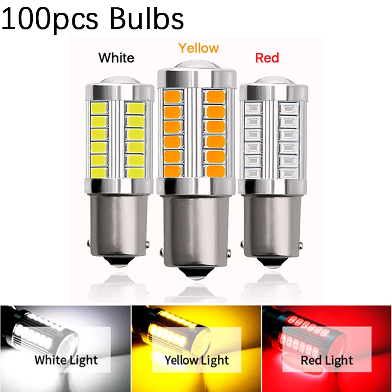 

100pc Car LED Bulb 1156 BA15S BAU15S 1157 BAY15D P21/5W T20 7443 W21/5W T25 3157 5630*33SMD Canbus For Car Brake DRL Signal Lamp