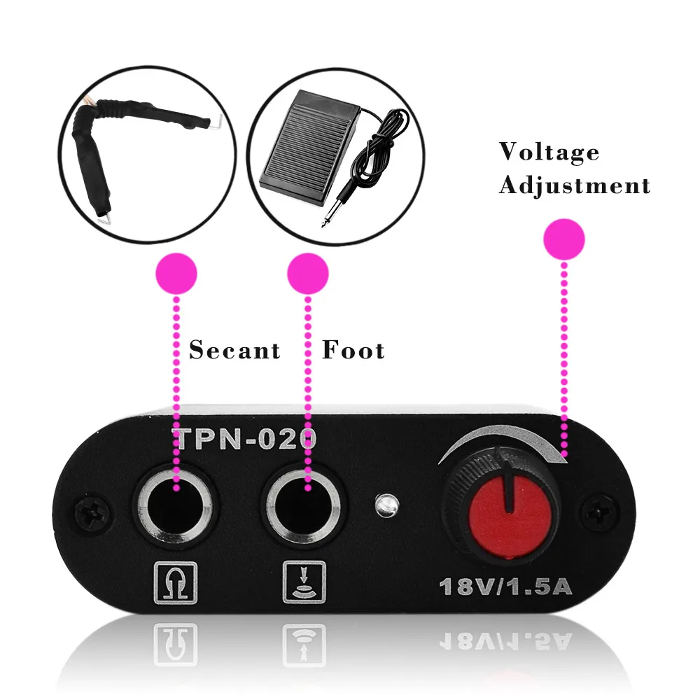 Professional Mini Tattoo Power Supply Black Red Blue Power Source for Rotary and Coil Machine Gun Tattoo Power Supplies