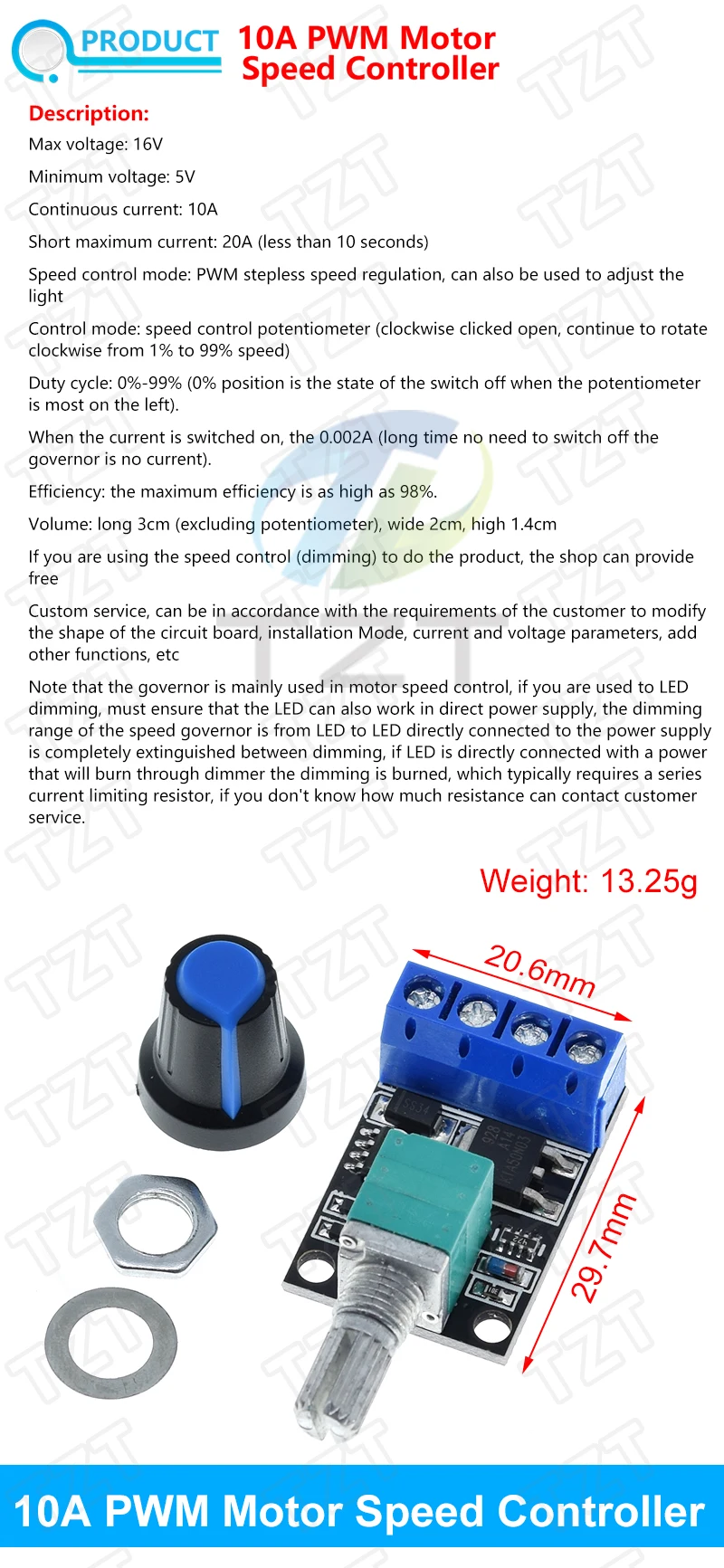 DC 1,8 V-35 V 2A 3A 5A 10A 30W 80W 90W PWM Motor Drehzahlregler Niederspannung Motor Drehzahlregler PWM Einstellbares Antriebsmodul – Detail 4
