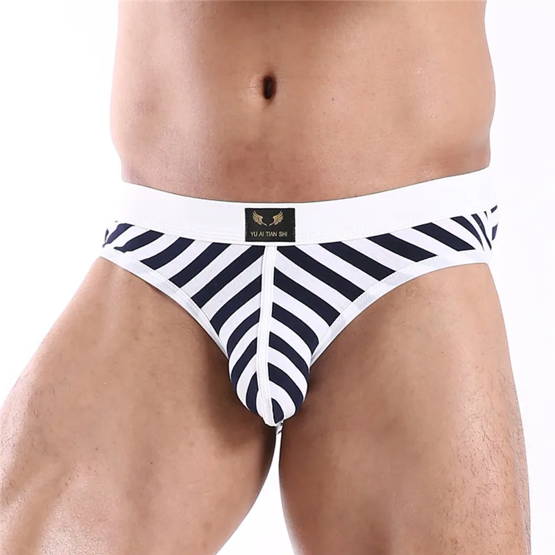 Men\'s Briefs Panties Men Cotton Striped Underwear Briefs Breathable Cuecas Striped Brief Panties for Men Sexy Underpants Shorts