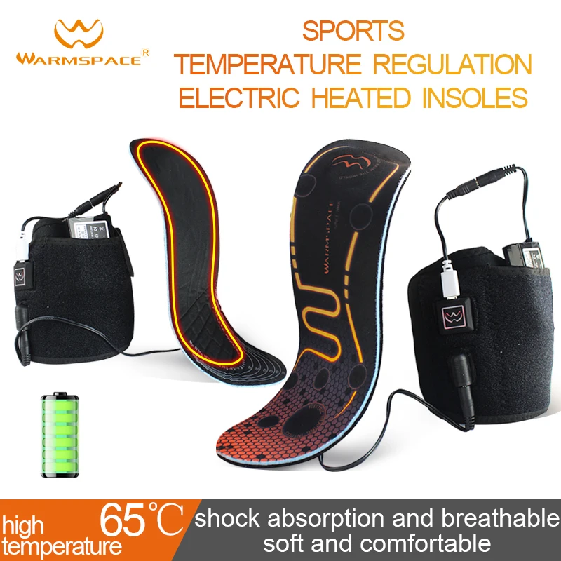 WARMSPACE electric heated insoles with rechargeable lithium battery intelligent temperature regulation to keep warm in winter