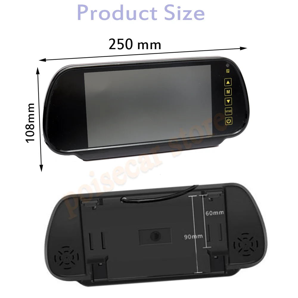 7-inch  TFT LCD Rearview Mirror HD Car Monitor Truck Reversing Image 12-24V Display For Car DVD Parking System