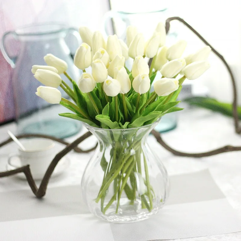 5pcs tulip artificial flower true touch bouquet fake flower wedding decoration spring party DIY home gardening supplies