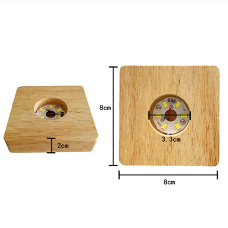 Imagem -05 - Base de Luz Led de Madeira Quadrada Lâmpada Noturna Stand para Crystal Glass Display Luminous Lampholder