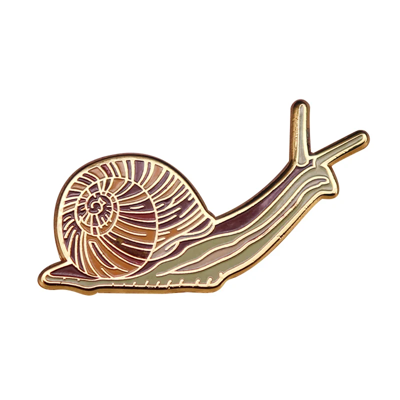 Pin de esmalte duro de caracol Kawaii, broche de babosa, insignia de gastropod con cáscara de Animal Natural bonito