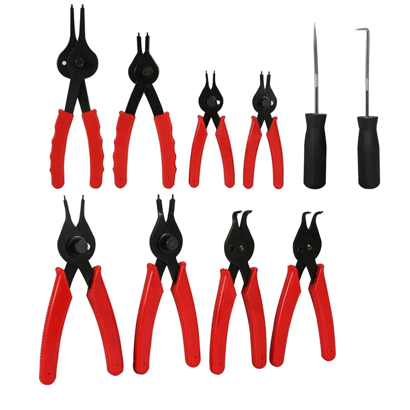 11pcs Heavy Duty Snap Ring Pliers Set Straight & Bent Retaining Ring Pliers with Hook & Pick