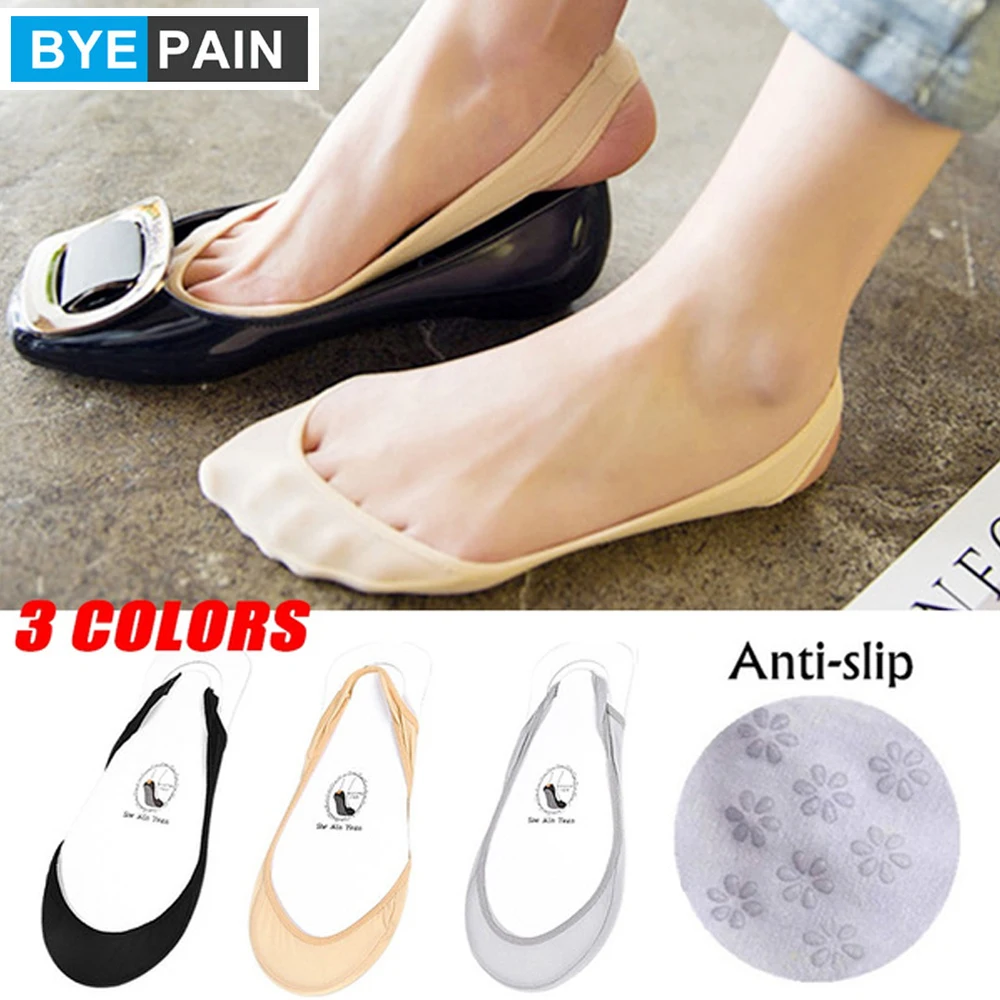 1 Pair Women Ice Silk Half Palm Socks Anti Skid Invisible Liner No Show Pads Low Cut Socks for Flats Boat Sneaker Casual Shoes