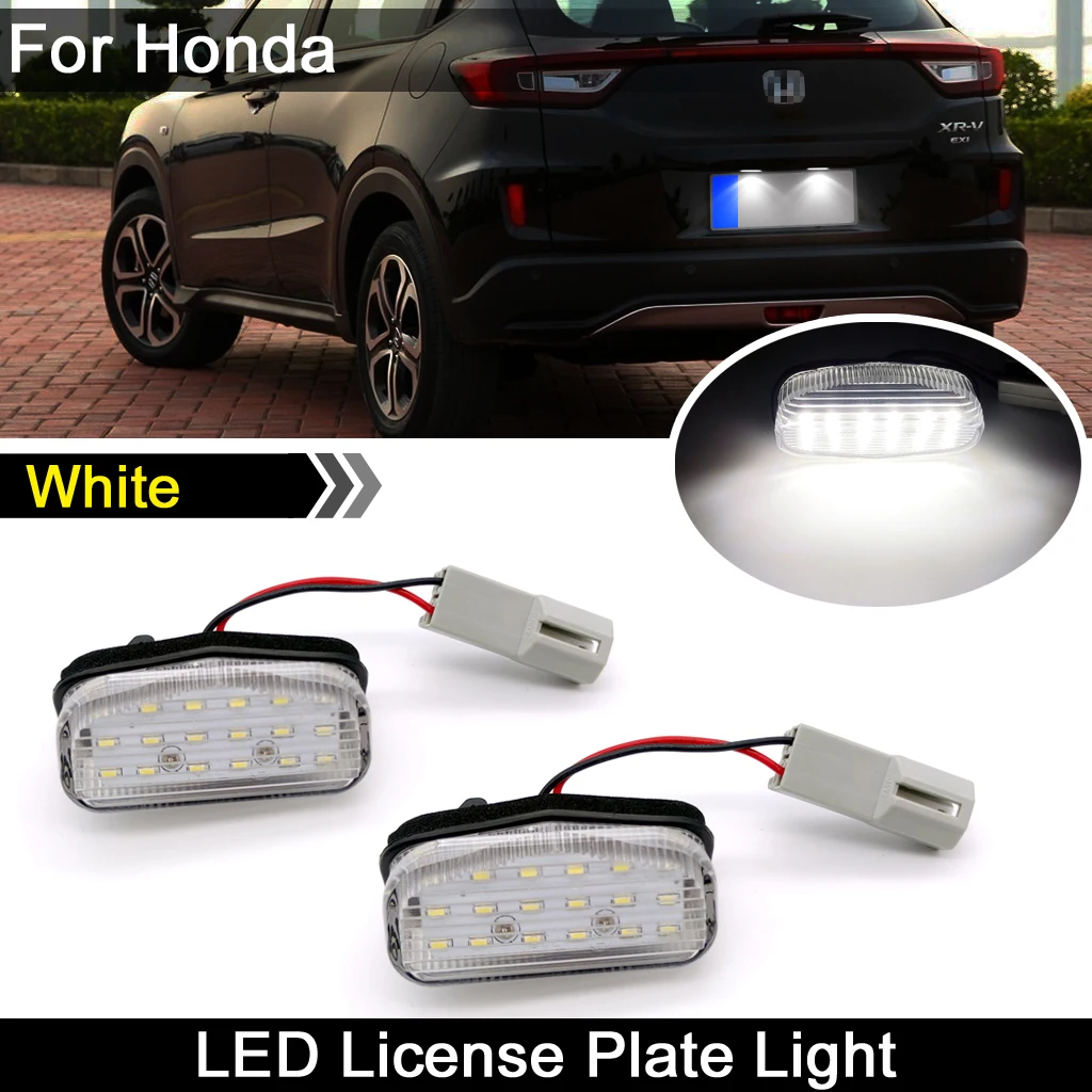 2Pcs For Honda XR-V 2015-2020  White LED License Plate Light Number Plate Lamp