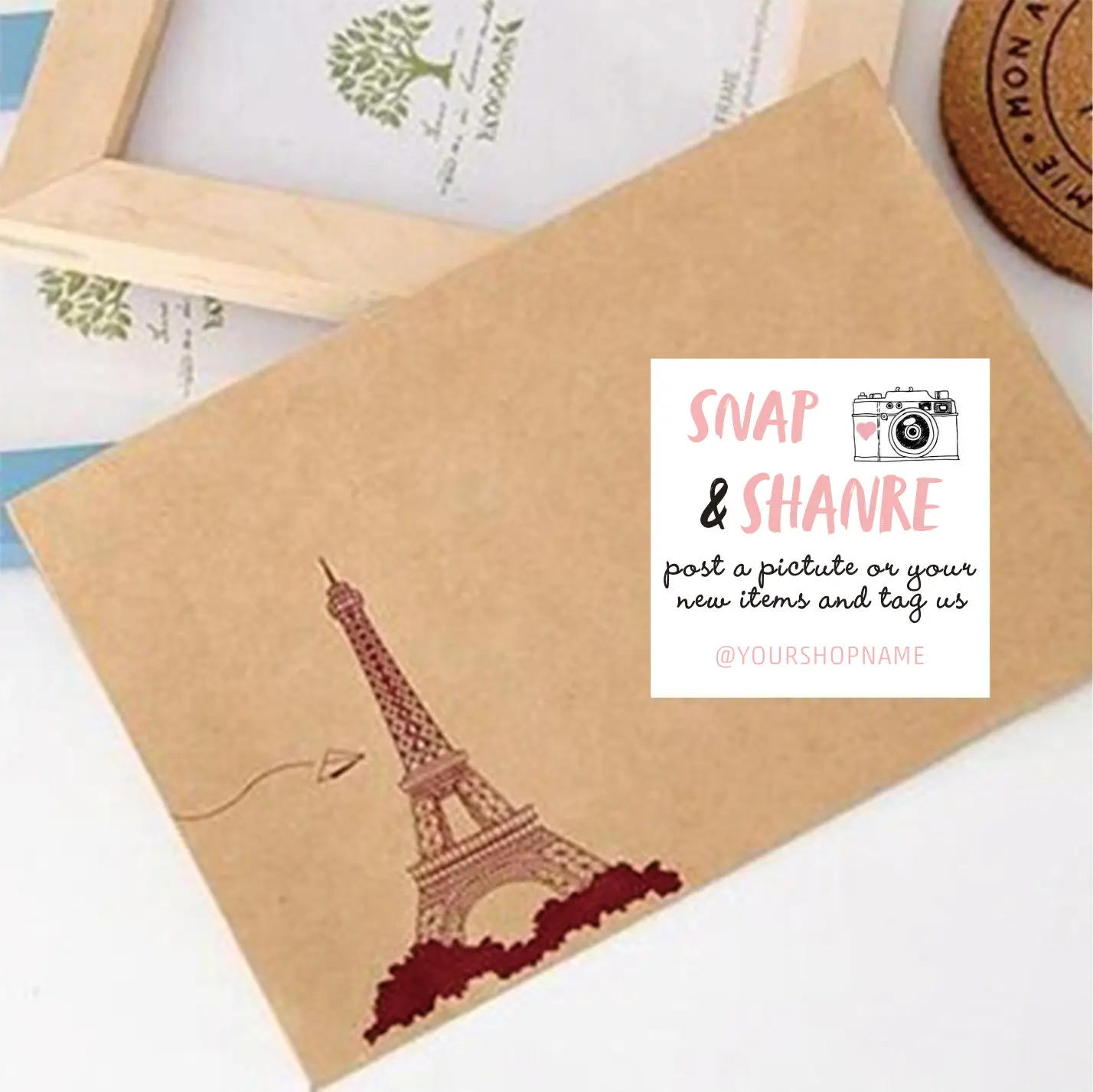 Personalised snaps do share stickers | stationery | packaging Modern Label Template Gift stick social snap and share cards