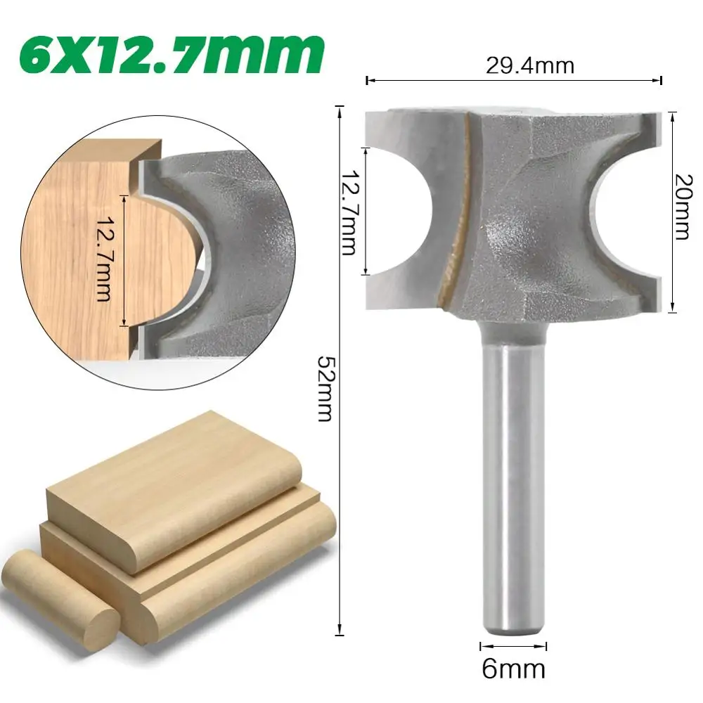 Imagem -04 - Jgzui-router Bit Router Bit Bits para Carpintaria Meio Cortador Lateral Redondo mm Shank 12 mm Shank 1pc