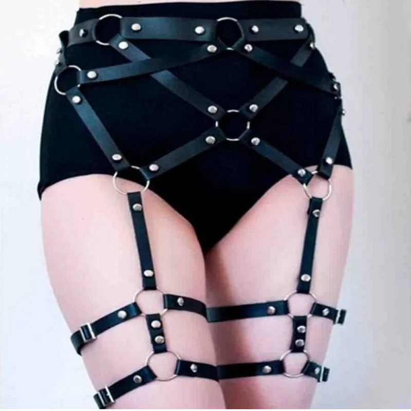 

Fashion Women Harness Body Belts Sexy Garters Bondage Belt Punk Strap Band From Waist To Leg Adjustable Suspender Straps LTT9183