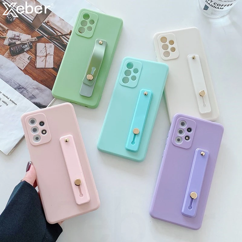 Etui na telefon z paskiem na nadgarstek do Samsung S25 S24 S23 S22 S21 Ultra S20 FE S10 Note 10 A52 A72 A32 A12 A42 Miękka silikonowa osłona