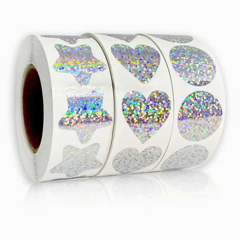 

500/roll 2.5/3.8cm Roll Rainbow Laser Thank You for Purchasing Commercial Decorative Stickers Label