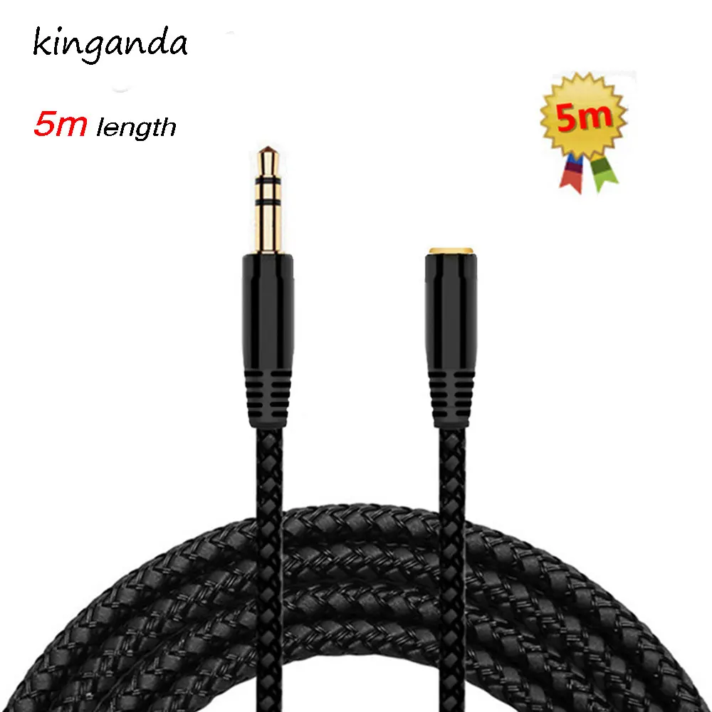 High quality Details about Hot 16Ft 5M 3.5mm M/F Audio Stereo Earphone Extension Cloth Cable Black