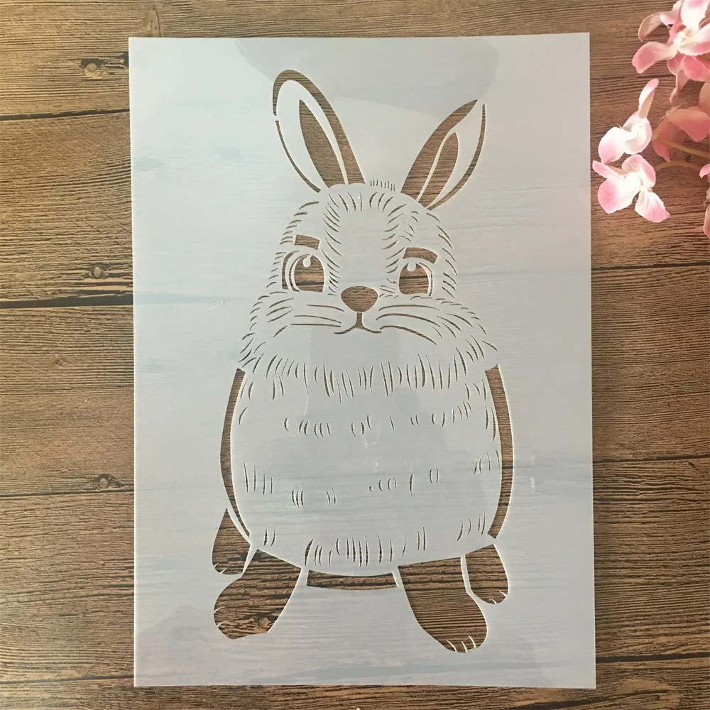 A4 29cm Cartoon Bunny Rabbit DIY Layering Stencils Wall Painting Scrapbook Coloring Embossing Album Decorative Template