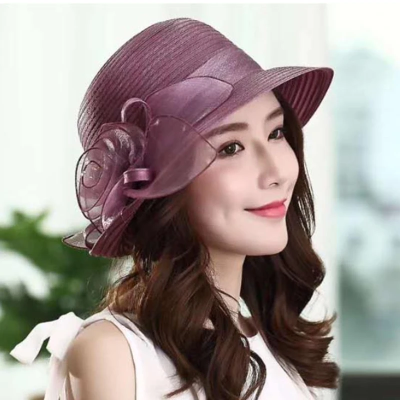 MAERSHEI Summer Organza Sun Hats For Women Flowers Beach Cap Newest Casual Elegant Ladies Sun Protection Caps Fashion Floral Sun