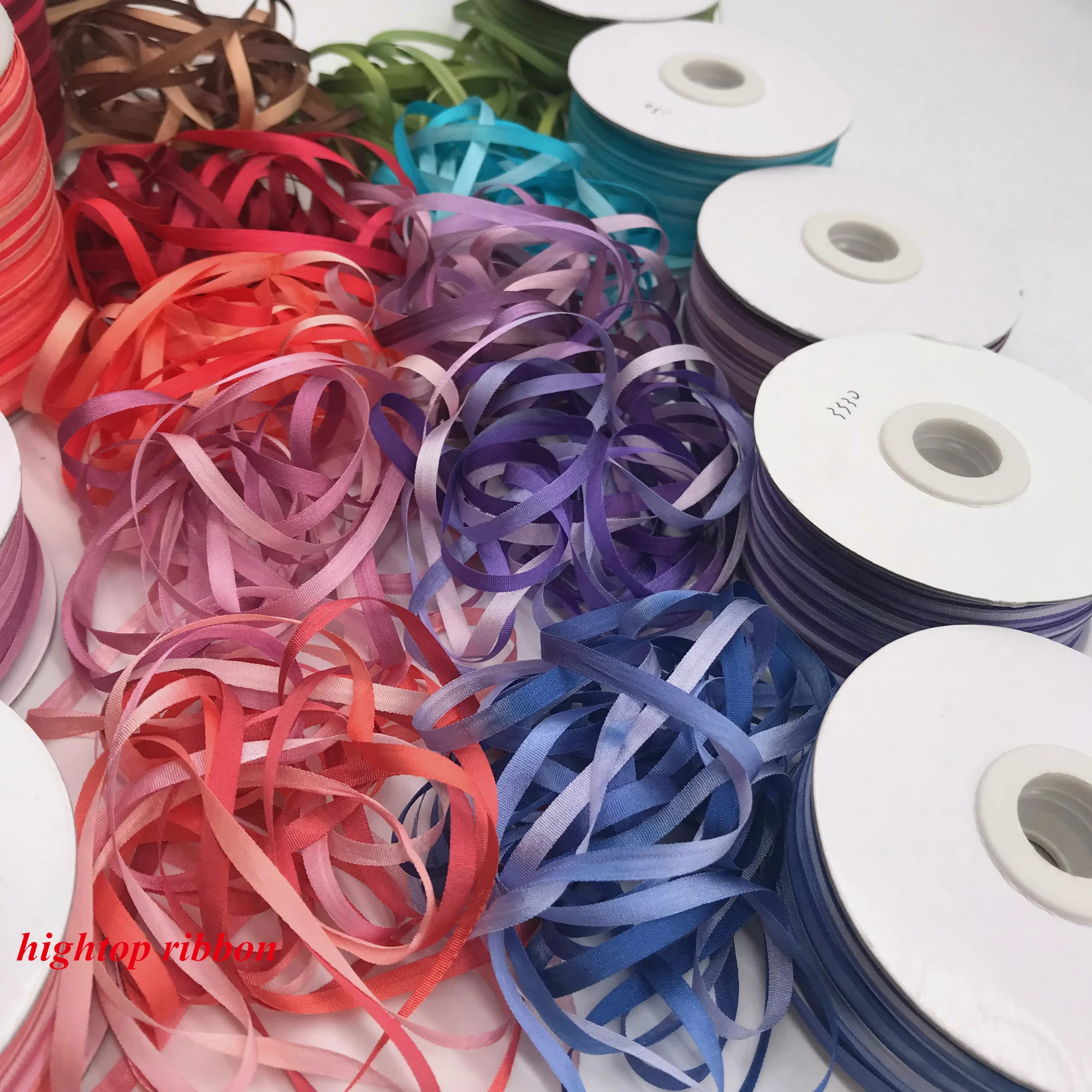 100% real mulberry silk ribbon, 4mm, variegated color thin taffeta, for embroidery, handcraft project, new arrival