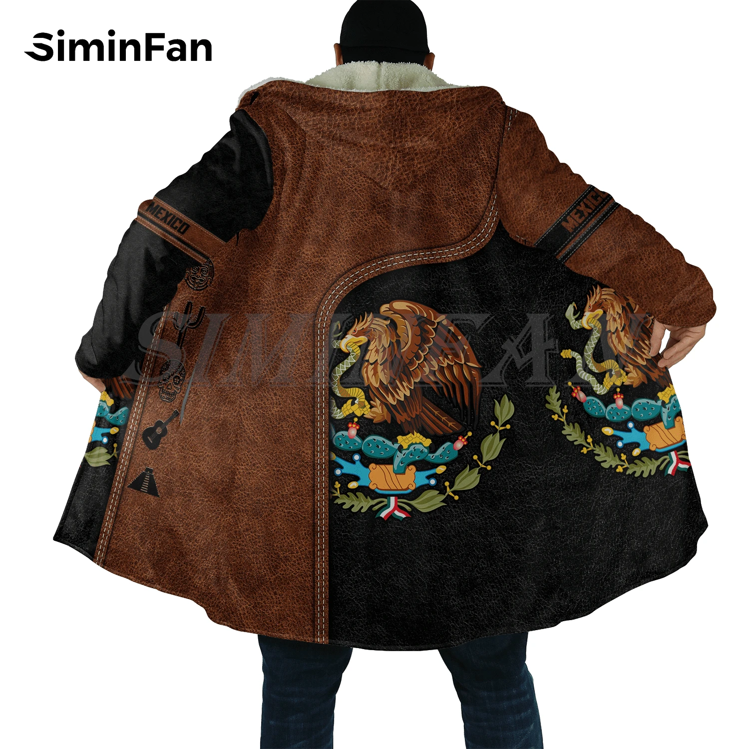 Aztec Mexiko Flagge Camo 3D Gedruckt Herren Mit Kapuze Mantel Windbreaker Winter Dicke Flanell Mantel Unisex Casual Kaschmir Warme Jacke H1