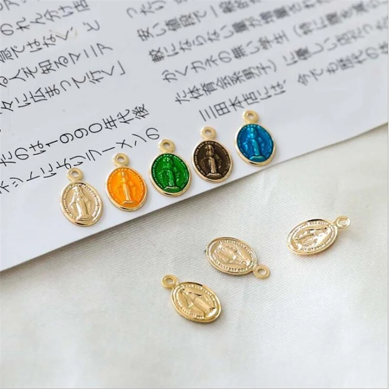 10pcs new creative 18K gold plated oval Jesus charms connectors for diy earrings necklace pendant jewelry accessories material