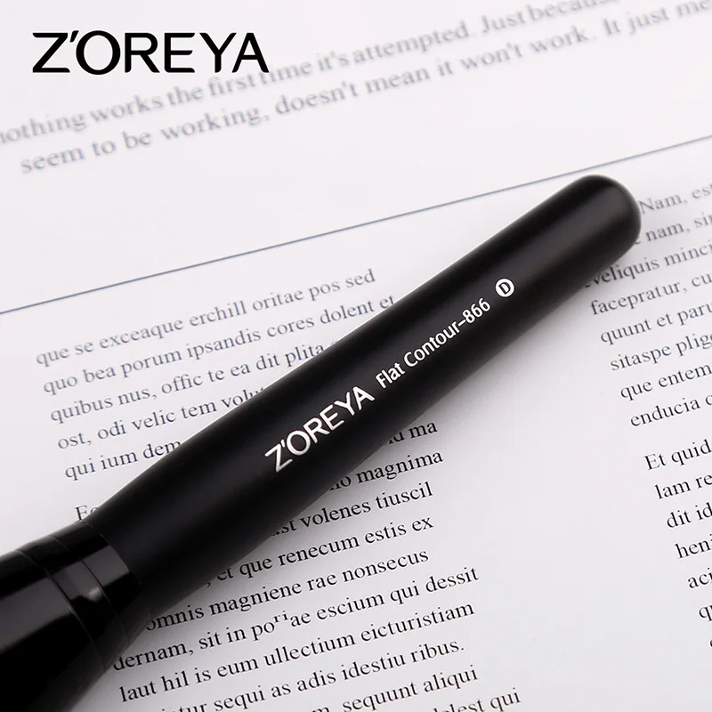 Zoreya-인조 섬유 뷰티 도구, 블랙 우드 핸들 메이크업 브러쉬, 파우더 파운데이션 브러쉬, 여성을 위한 화장품 선물, 인기 판매