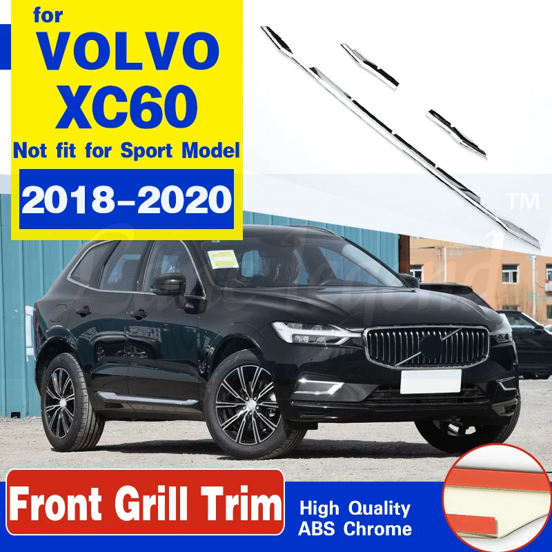 

Car Styling 3pcs for Volvo XC60 XC 60 2018-2020 ABS Chrome Front Bumper Lower Part Grille Molding Trims Strips Accessories