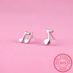 925 silver needle Women's Jewelry Fashion Small Music Note Stud Earrings Gift For Girls Kid Lady Women Ds433