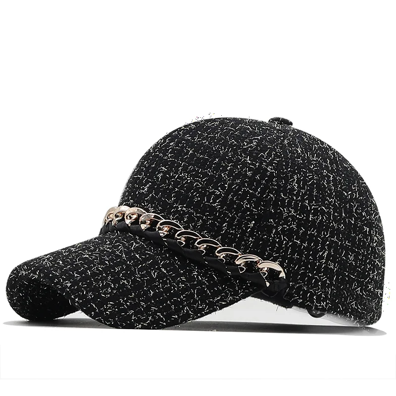 

2022 New Women Winter Caps Letter stripe chain Baseball Cap Teddy Cashmere Warm Girls Caps