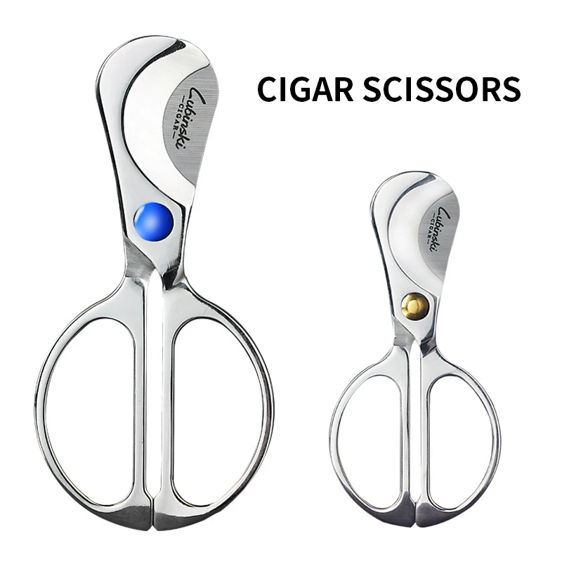 

Ручка с двумя краями, металлические ножницы для сигар большого калибра, портативные ножницы для сигар из нержавеющей стали с тонкой шлифовкой, инструмент