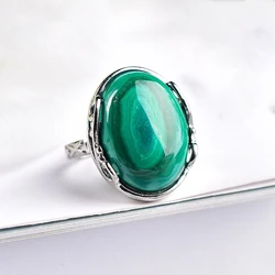 Fine Malachite Natural stone Ring Stone Ring Beautiful Simple Women Men Gift Elegance Fashion Crystal Ring Jewelry Wholesale