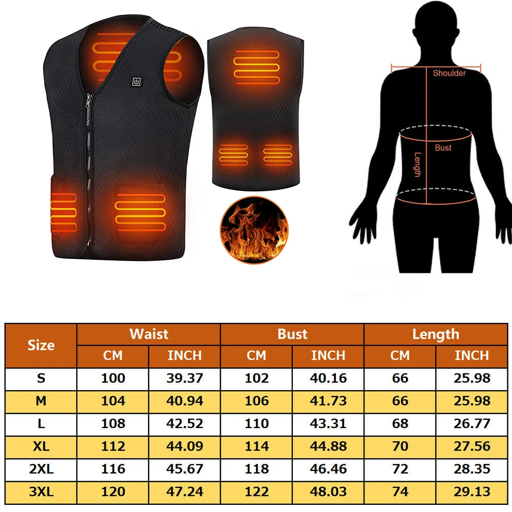 Unisex Upgraded Heated Vest Smart Electric Heating Vest Rechargeable Warming USB Heated Jacket Men Women Heating Thermal Coat