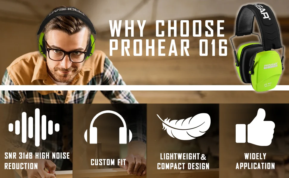 PROHEAR Shooting Ear Protection Safety Earmuffs Noise Reduction Slim Passive Hearing Protector for Huning NRR26dB