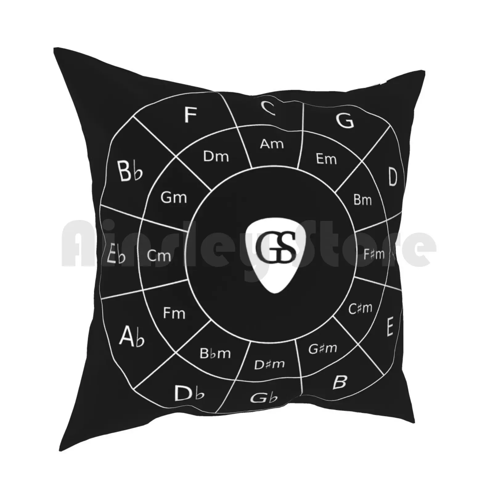 Circle Of Fifths-White Music Theory Graphic For Musicians Pillow Case Printed Home Soft DIY Pillow cover Circle Circle Of